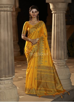 Sitara Supreme Gold Color Raw/ Dupion Silk Saree