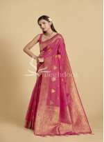 Strawberry color Raw/ Dupion silk saree