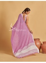 Rani Color Linen Saree